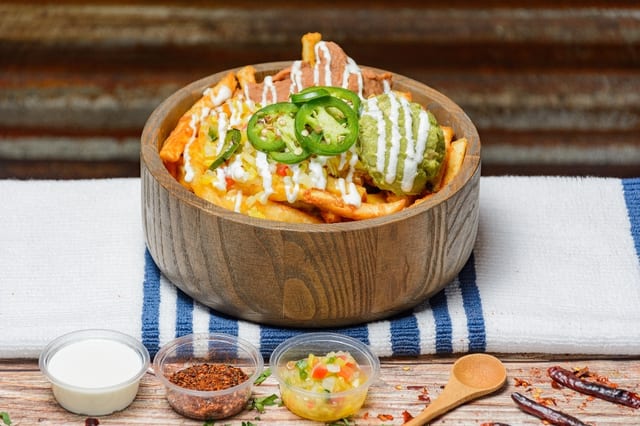 Smoked Pork Nacho Fries.