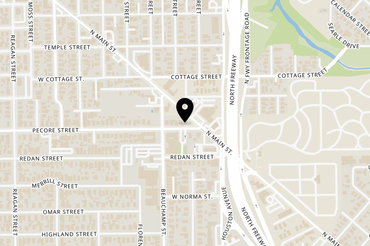Map showing the location of Cantina Barba on 3701 N Main St in Houston